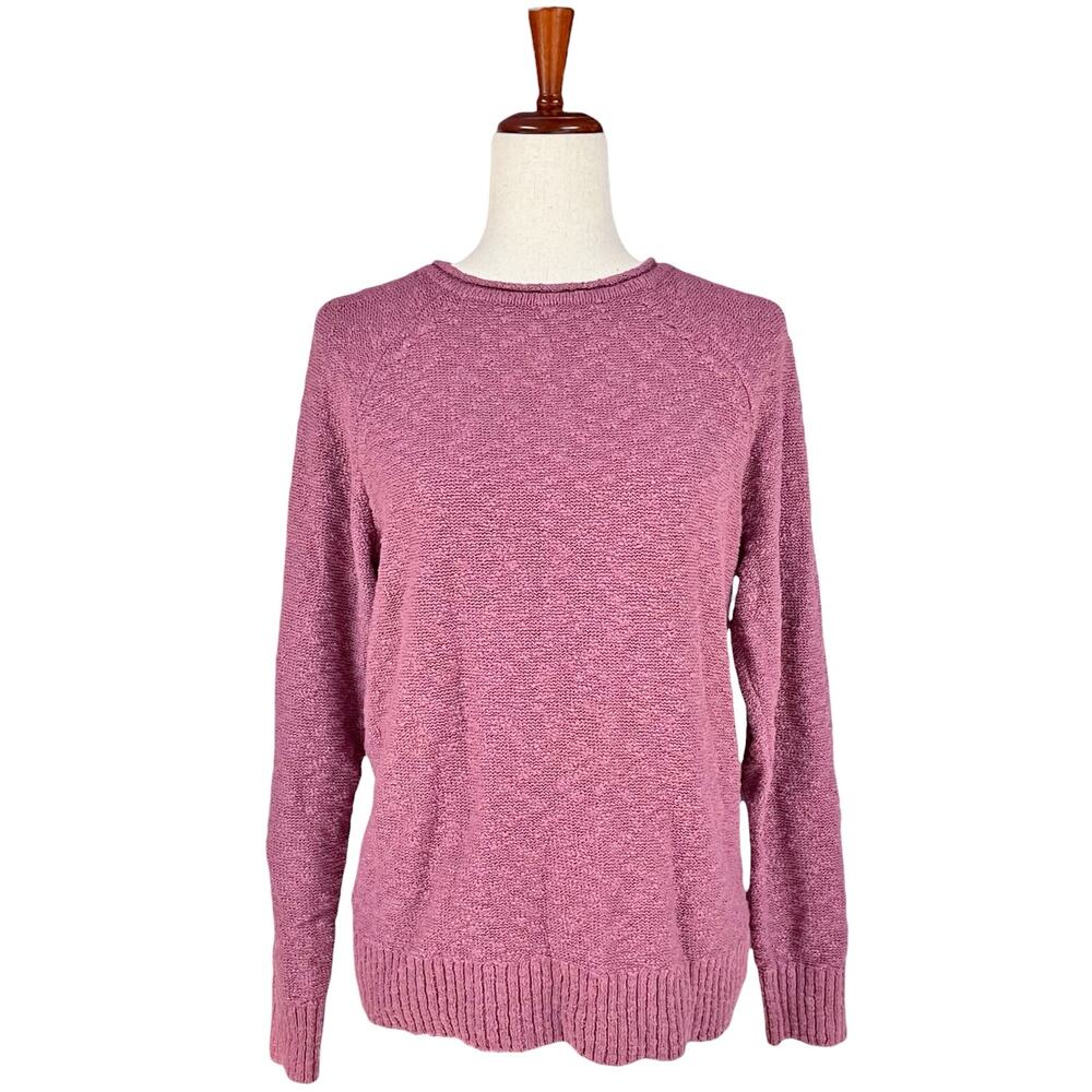 L.L.BEAN Midweight Nubby Cotton Slub Rollneck Pullover Sweater Mauve Size S Tall